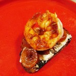 Crostini cheese kumquat shrimp